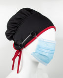 Ear Relief Bouffant Cap (BLACK w/ RED)