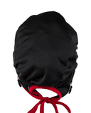 Ear Relief Bouffant Cap (BLACK w/ RED)