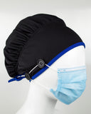 Ear Relief Bouffant Cap (BLACK w/ BLUE)