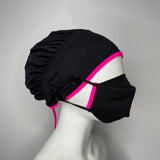 Ear Relief Bouffant Cap (BLACK w/ PINK)