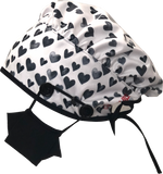 Ear Relief Bouffant Cap (Watercolor Hearts)