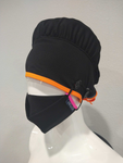 Ear Relief Bouffant Cap (BLACK w/ ORANGE)