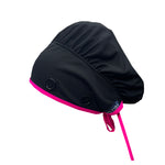 Matching Bouffant Set (Black w/ Pink Trim)